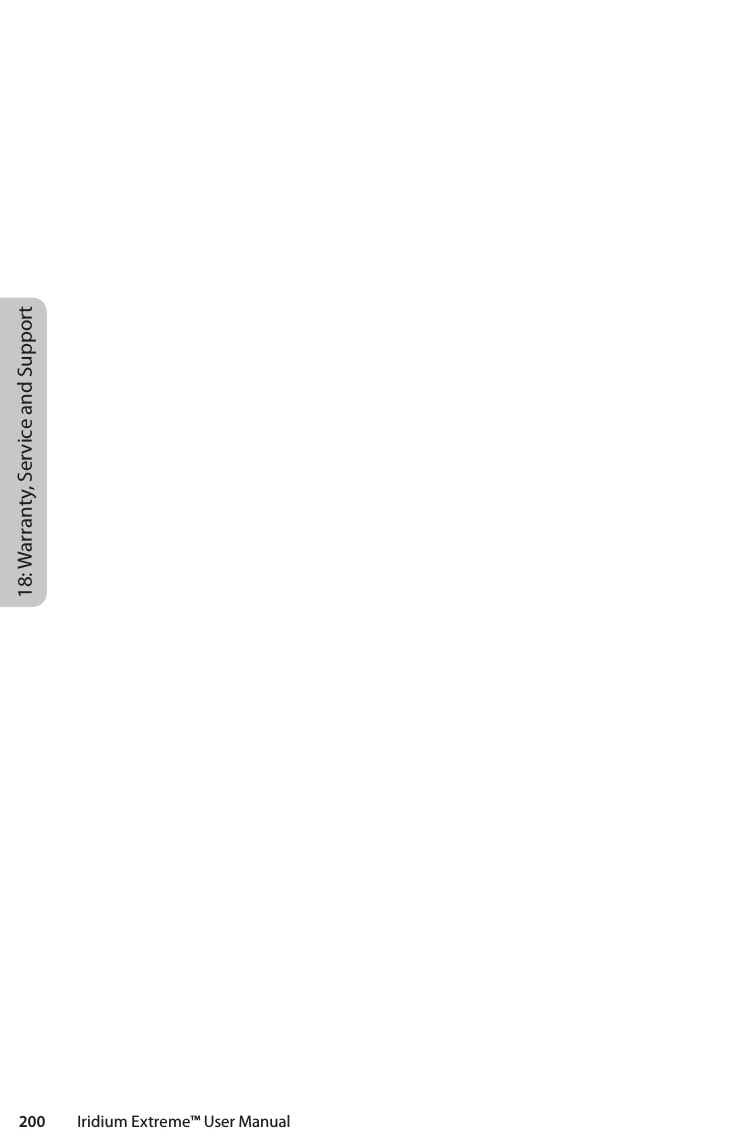 18: Warranty, Service and Support200         Iridium Extreme™ User Manual