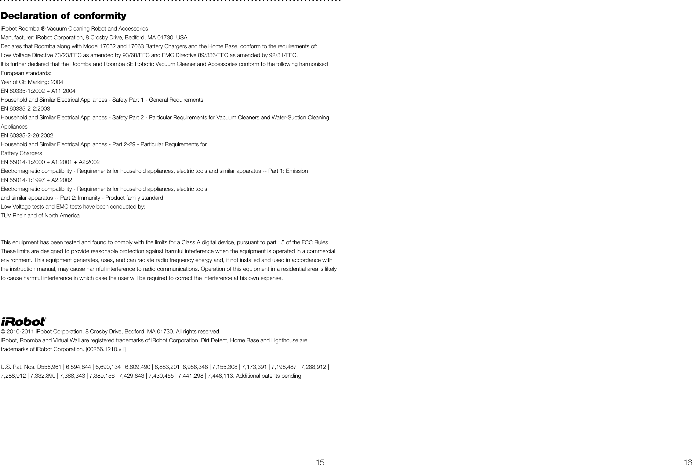 Page 9 of 9 - Irobot Irobot-Irobot-Roomba-Advanced-Robotic-Vacuum-With-Wireless-Command-Center-74520-Users-Manual-  Irobot-irobot-roomba-advanced-robotic-vacuum-with-wireless-command-center-74520-users-manual