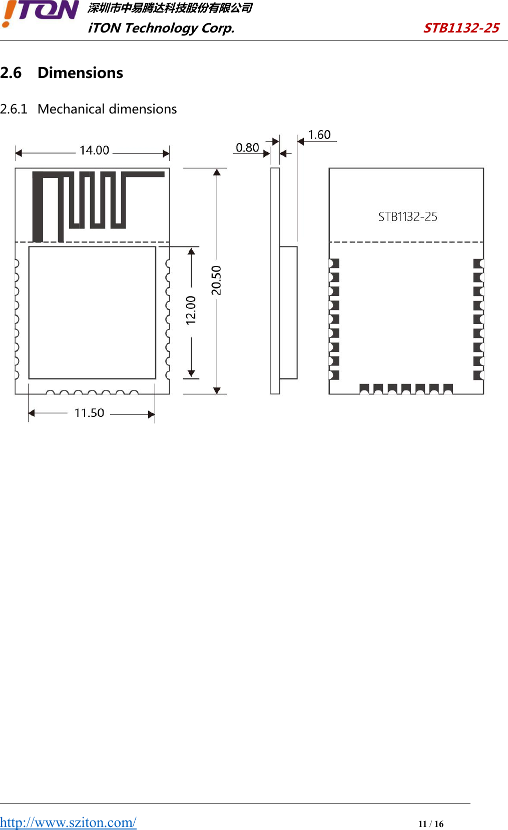 深圳市中易腾达科技股份有限公司iTON Technology Corp. STB1132-25http://www.sziton.com/11/162.6 Dimensions2.6.1 Mechanical dimensions