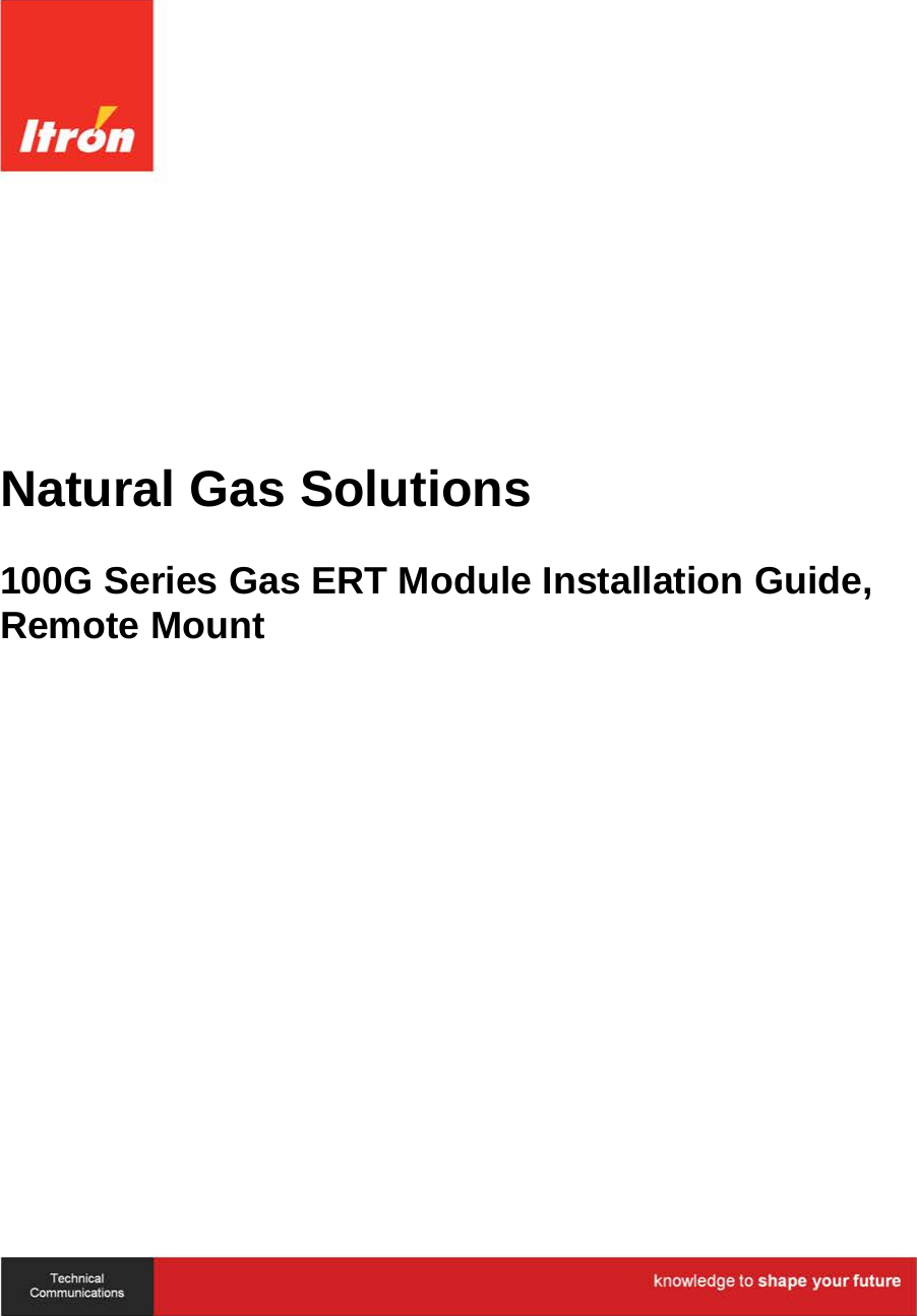  Natural Gas Solutions 100G Series Gas ERT Module Installation Guide, Remote Mount  TDC-0824-014    