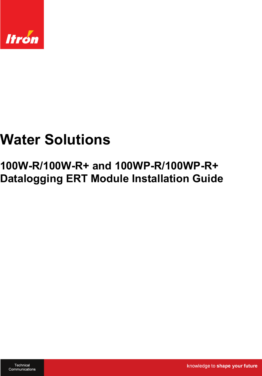   Water Solutions 100W-R/100W-R+ and 100WP-R/100WP-R+ Datalogging ERT Module Installation Guide  TDC-0951-006   