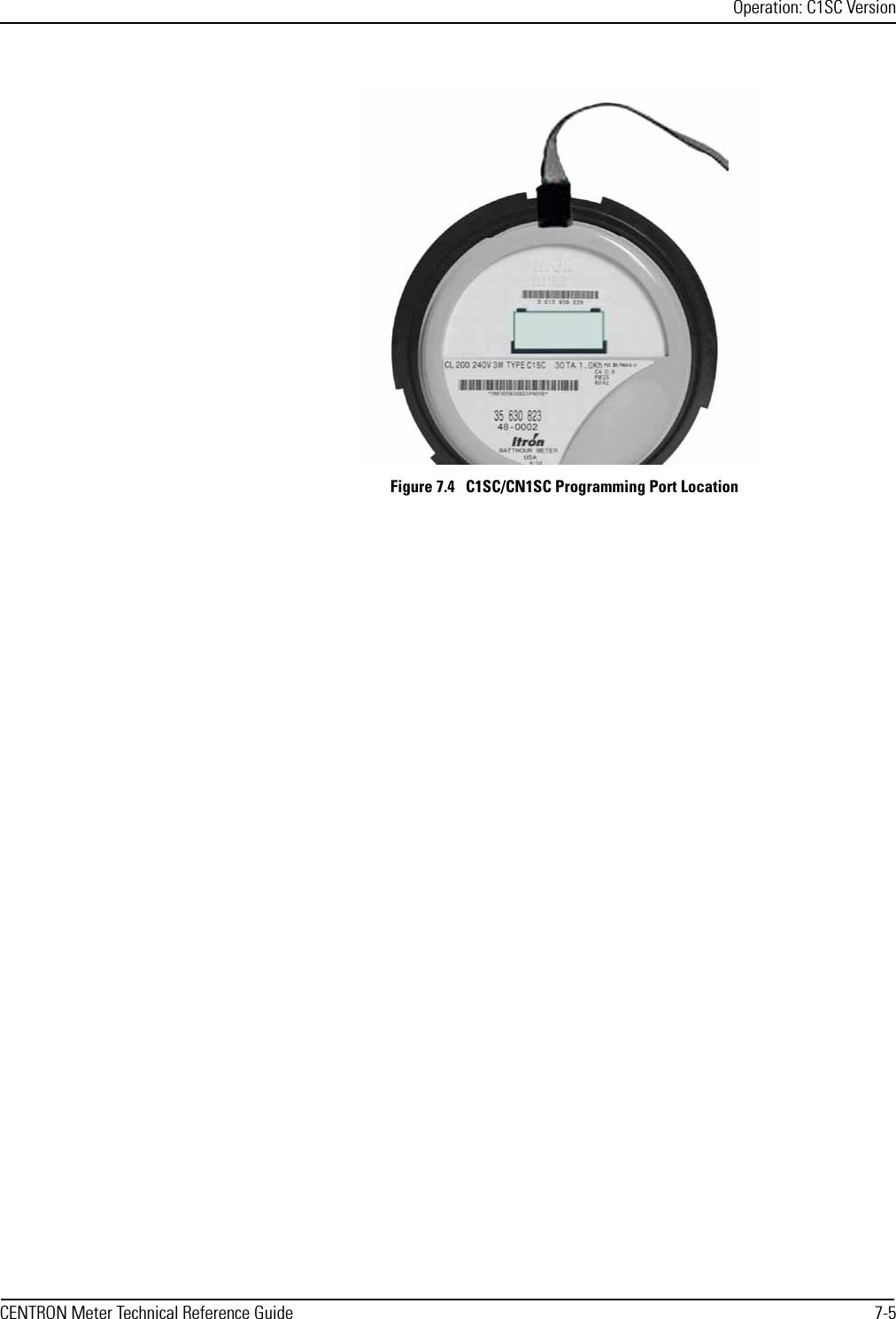 Operation: C1SC VersionCENTRON Meter Technical Reference Guide 7-5Figure 7.4   C1SC/CN1SC Programming Port Location