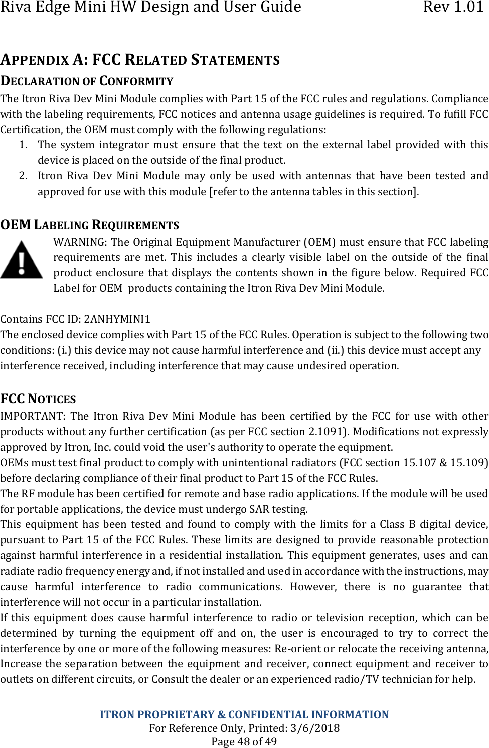 Page 48 of Itron MINI1 Itron Riva Dev Mini User Manual Users Guide