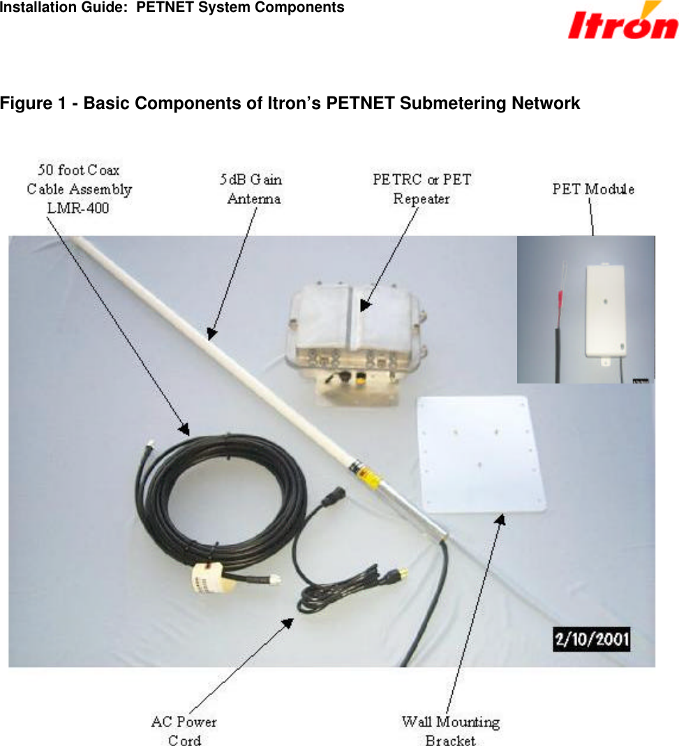 Installation Guide:  PETNET System Components  Figure 1 - Basic Components of Itron’s PETNET Submetering Network  