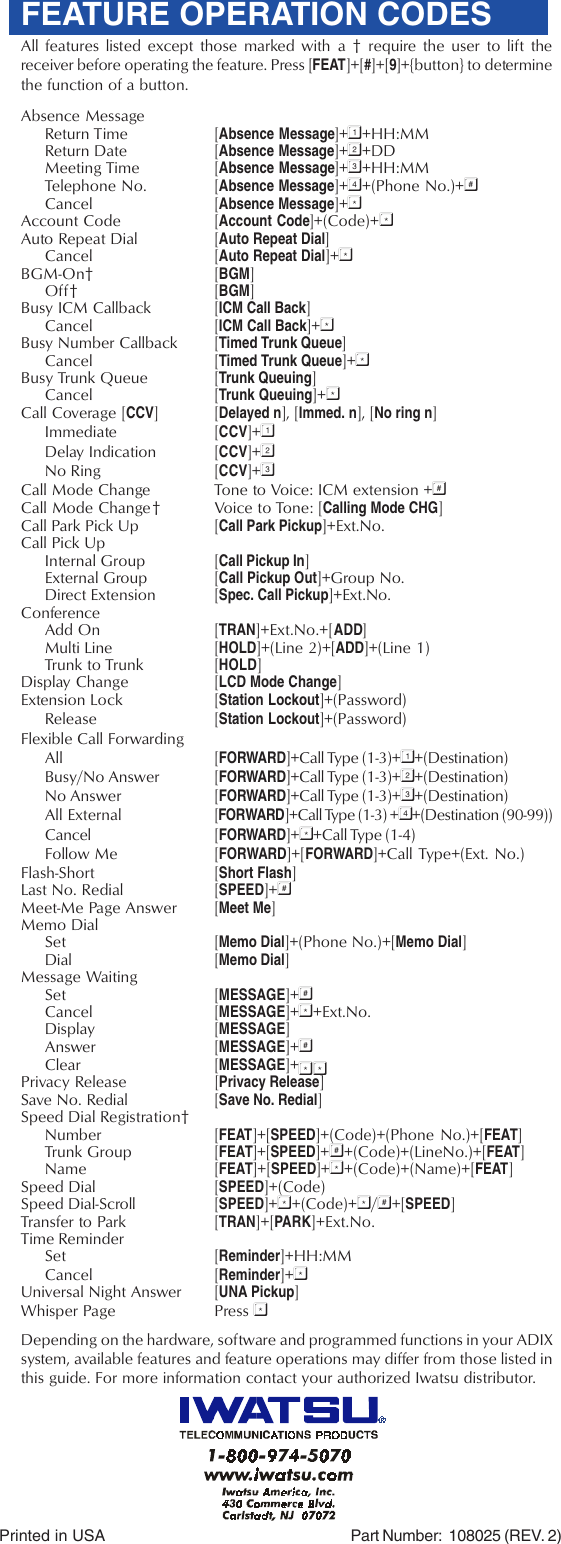 Page 11 of 11 - Iwatsu Iwatsu-Adix-Aps-Quick-Reference-Guide- ManualsLib - Makes It Easy To Find Manuals Online!  Iwatsu-adix-aps-quick-reference-guide