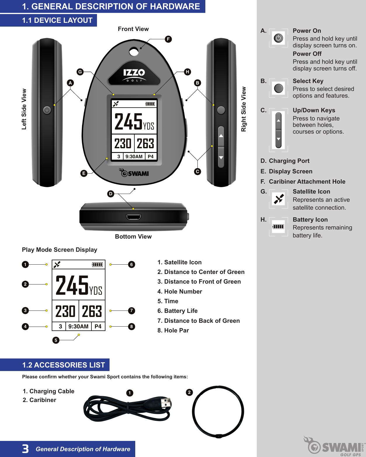 Page 3 of 8 - Izzo-Golf Izzo-Golf-Swami-Sport-Gps-User-Guide-  Izzo-golf-swami-sport-gps-user-guide