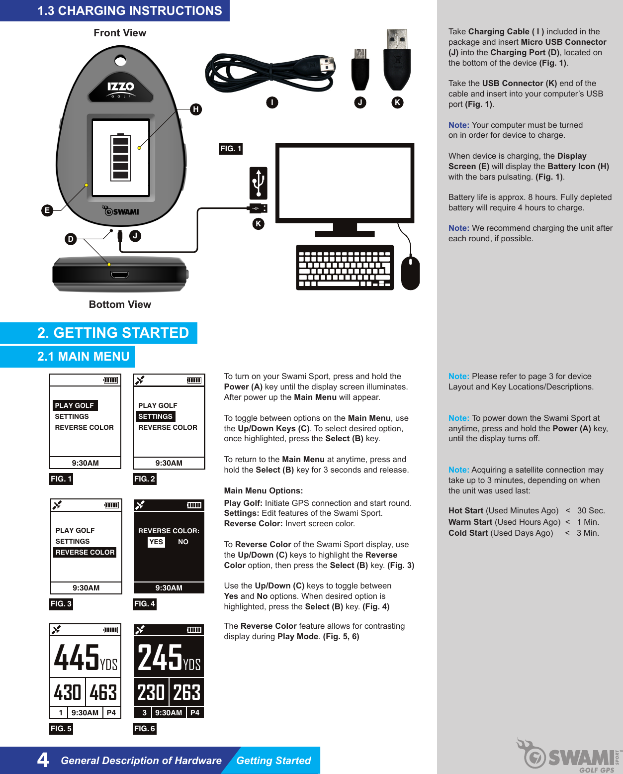 Page 4 of 8 - Izzo-Golf Izzo-Golf-Swami-Sport-Gps-User-Guide-  Izzo-golf-swami-sport-gps-user-guide