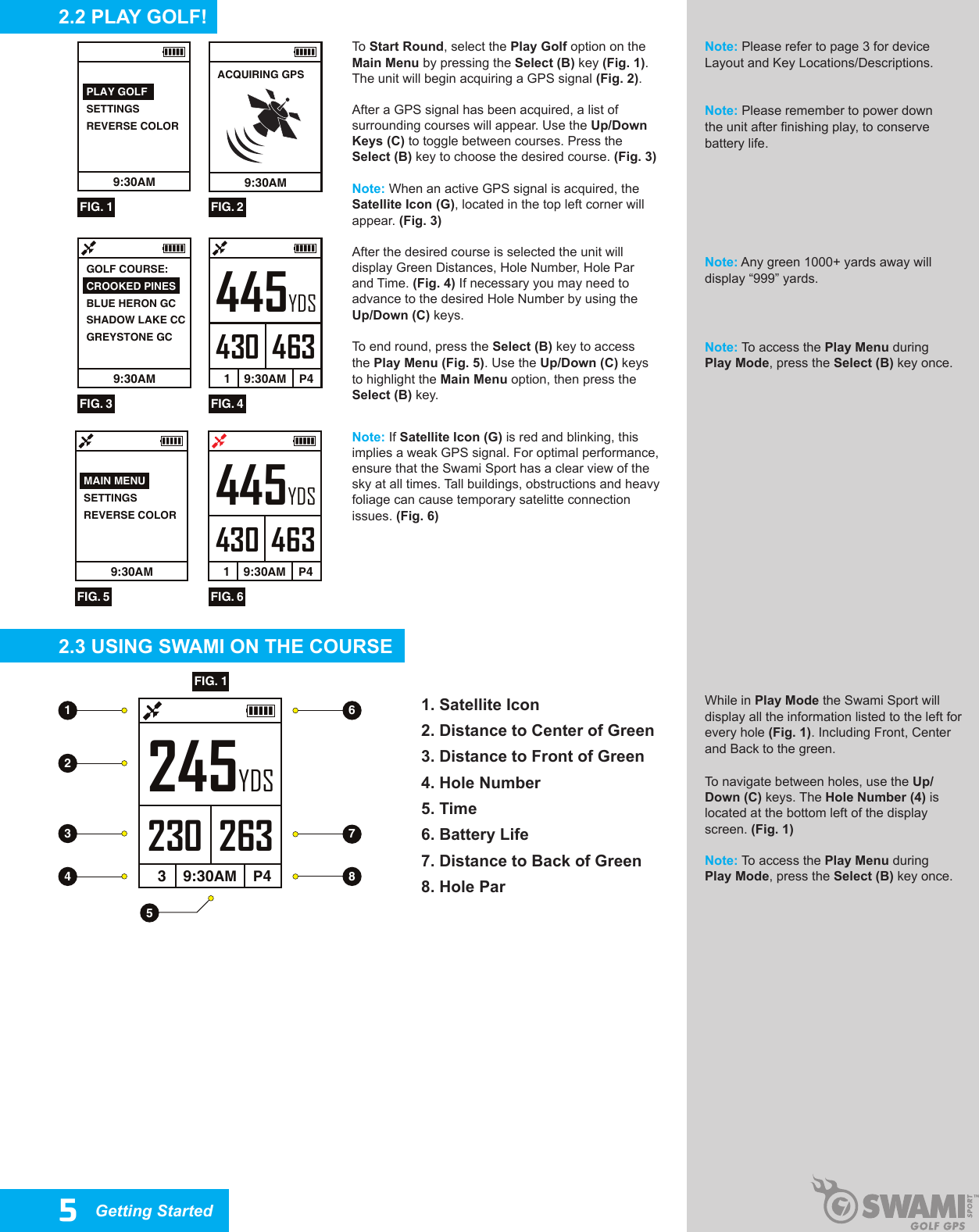 Page 5 of 8 - Izzo-Golf Izzo-Golf-Swami-Sport-Gps-User-Guide-  Izzo-golf-swami-sport-gps-user-guide