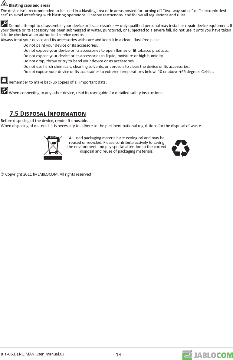 BTP-06.L.ENG.MAN.User_manual.03 - 19 -