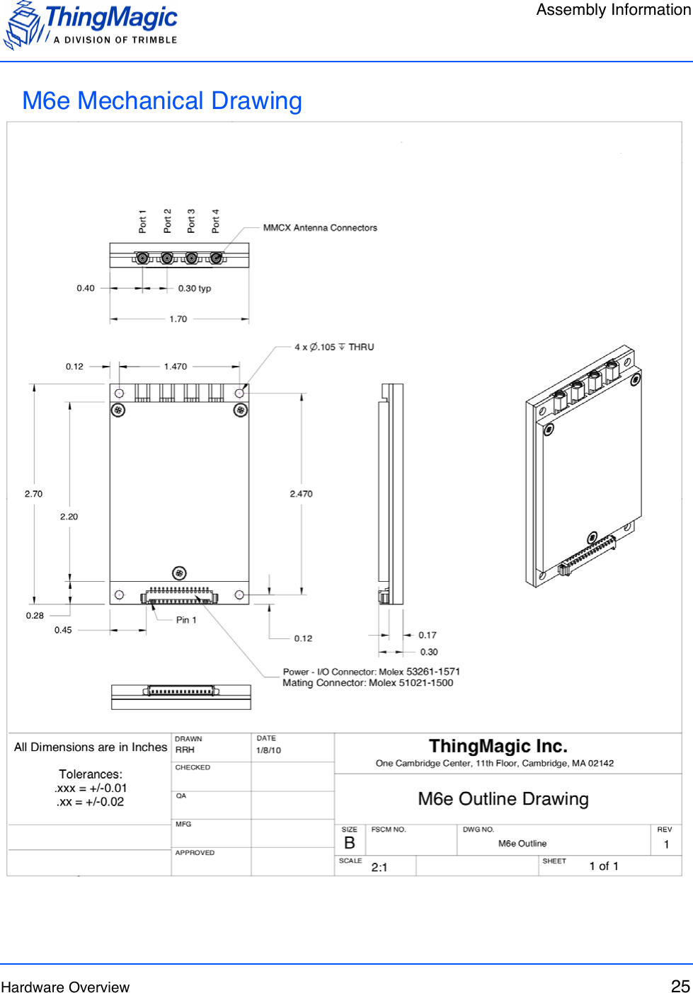 Assembly InformationHardware Overview 25M6e Mechanical Drawing