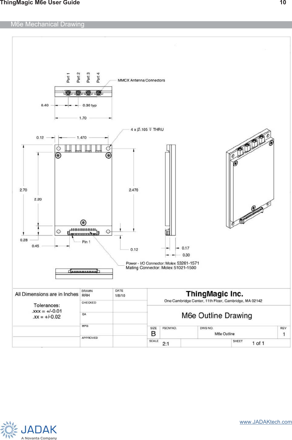 ThingMagic M6e User Guide 10www.JADAKtech.comM6e Mechanical Drawing