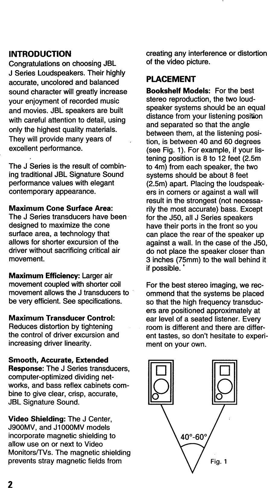 Page 2 of 8 - JBL  Speakers Manual 98070175