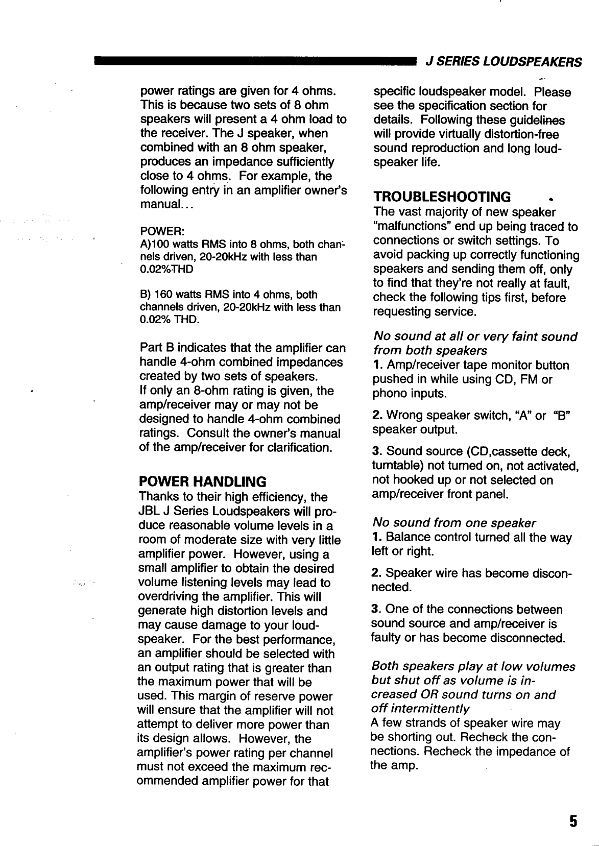Page 5 of 8 - JBL  Speakers Manual 98070175