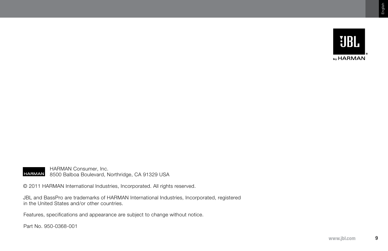 Page 9 of 9 - JBL  GT Bass Pro12 OM EN