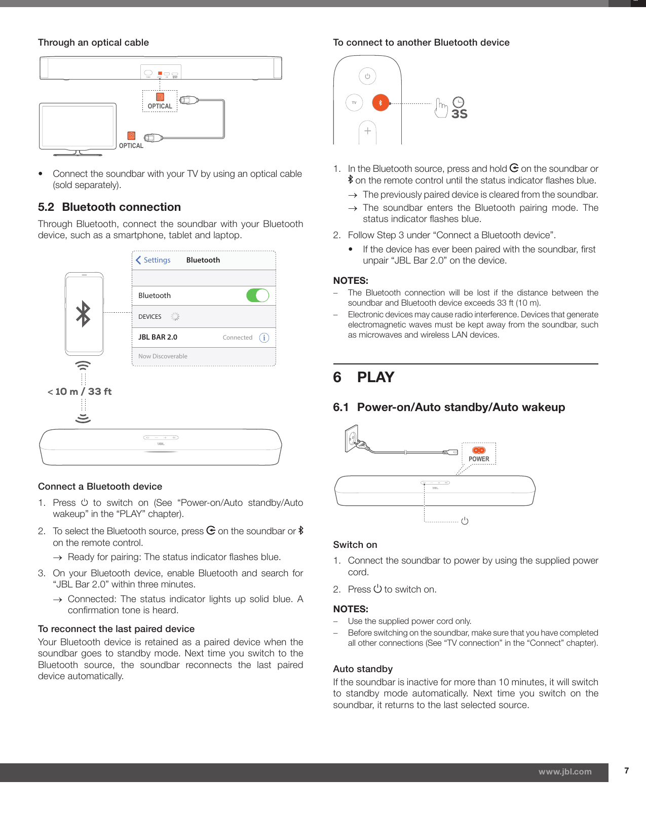 Page 7 of 11 - JBL  Bar 2.0 All In One Owner's Manual EN