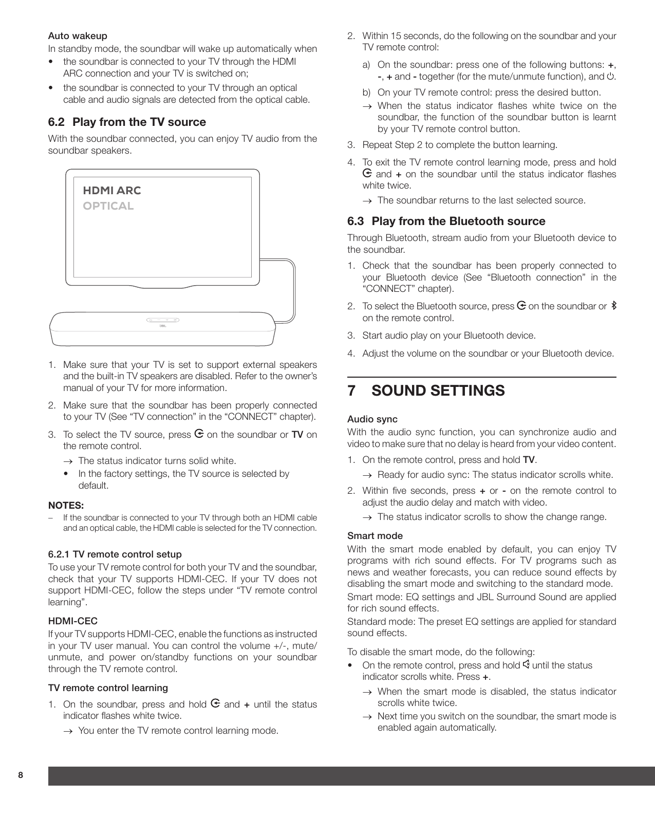 Page 8 of 11 - JBL  Bar 2.0 All In One Owner's Manual EN