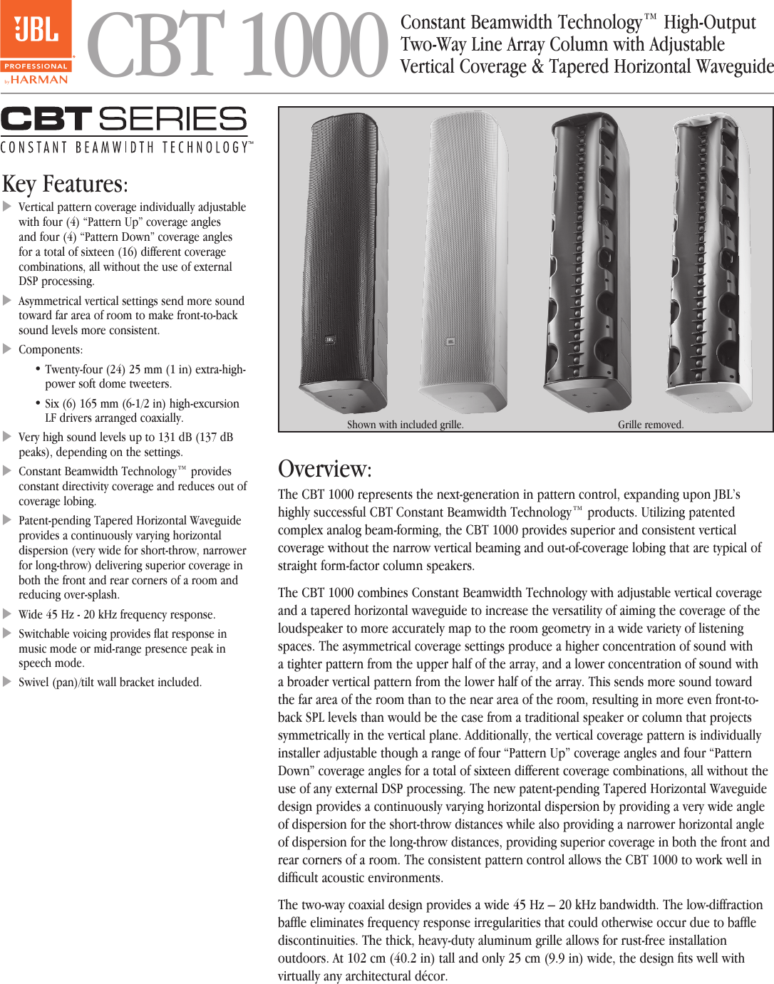 Page 1 of 10 - JBL  CBT1000 Spec Sheet 092016