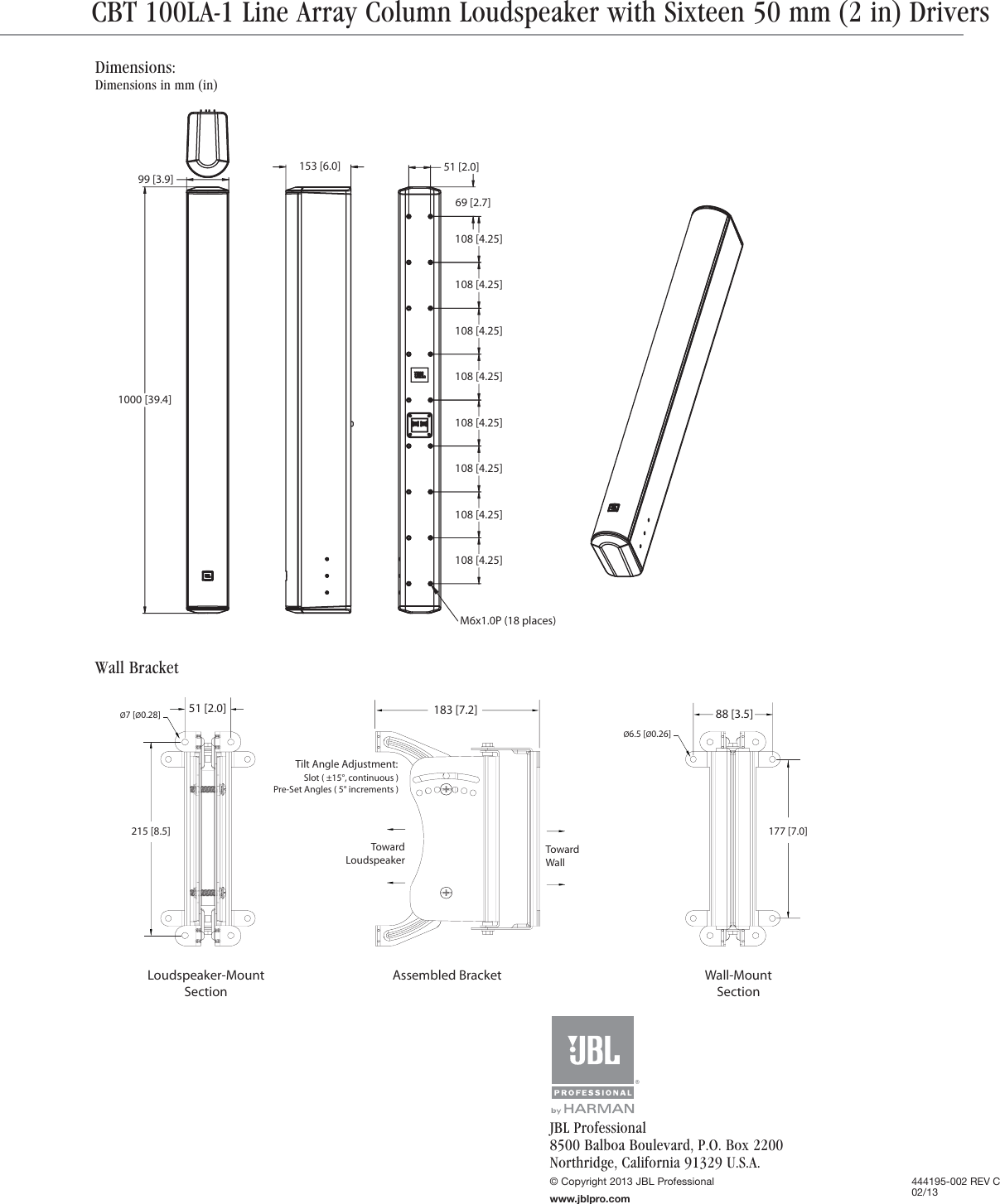 Page 5 of 5 - JBL CBT100LA-1 Spec Sheet 022213