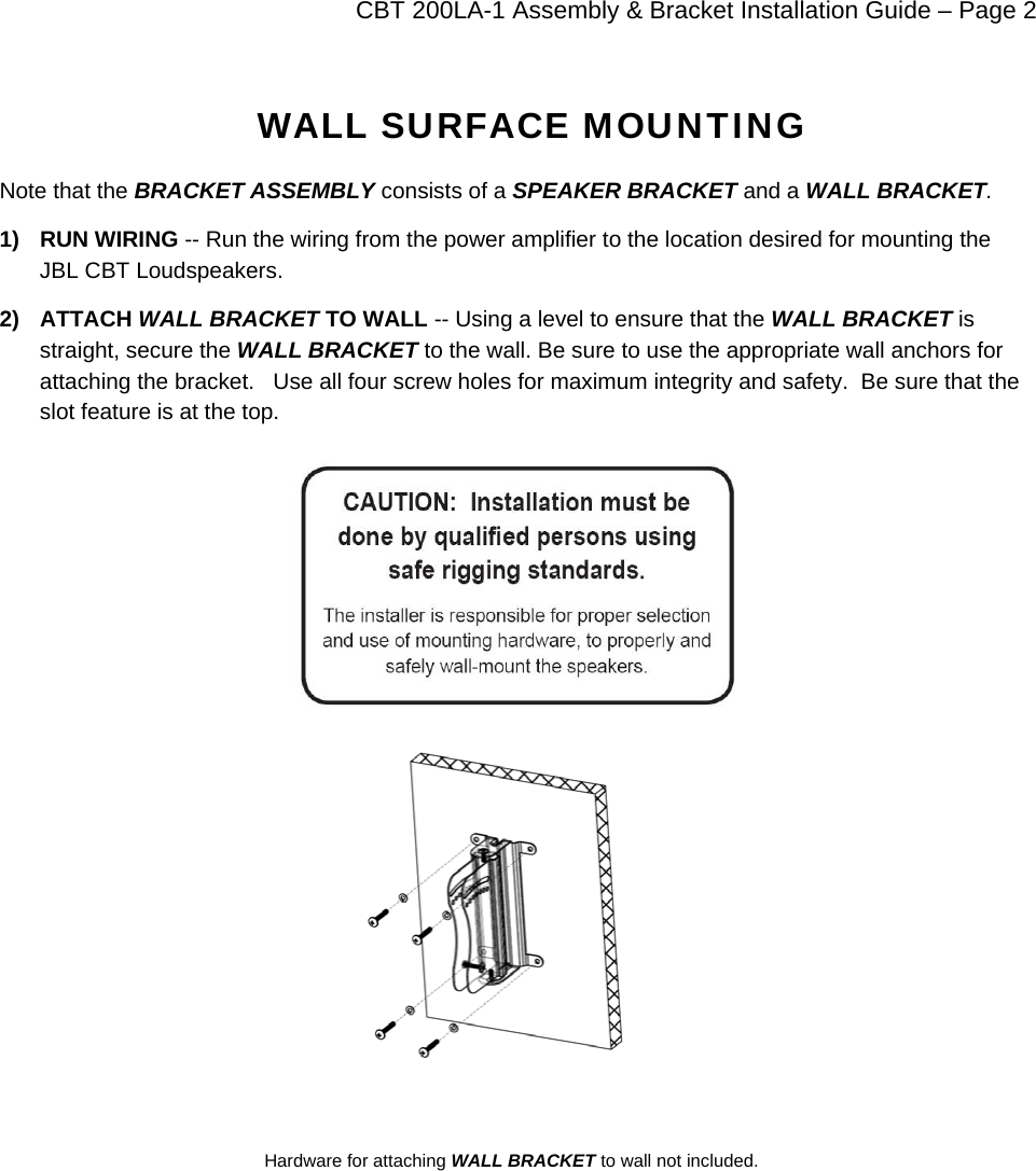 Page 2 of 8 - JBL - CBT_200 Installation Bracket Guide CBT 200 120712