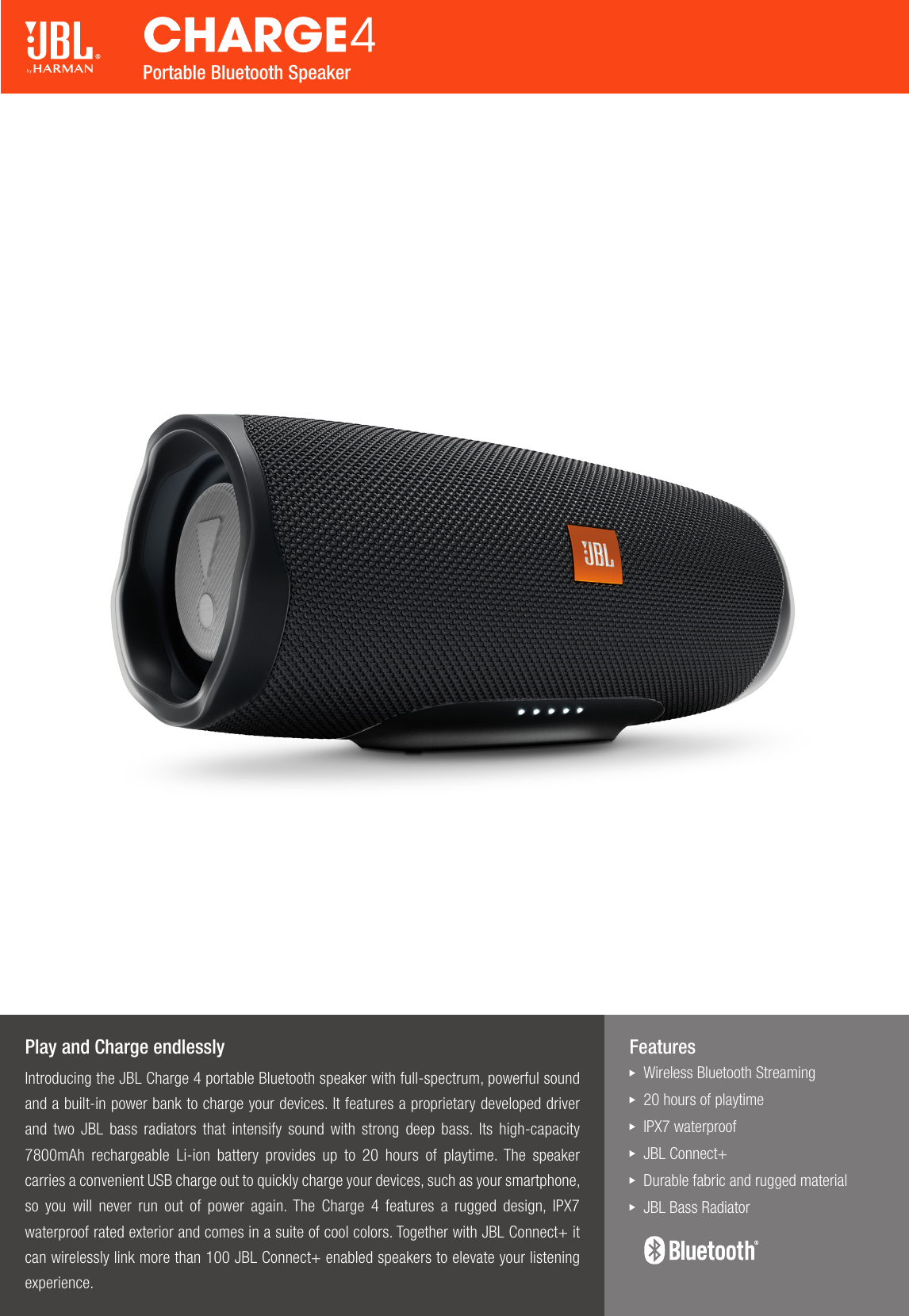 Page 1 of 2 - JBL  Charge4 Spec Sheet English