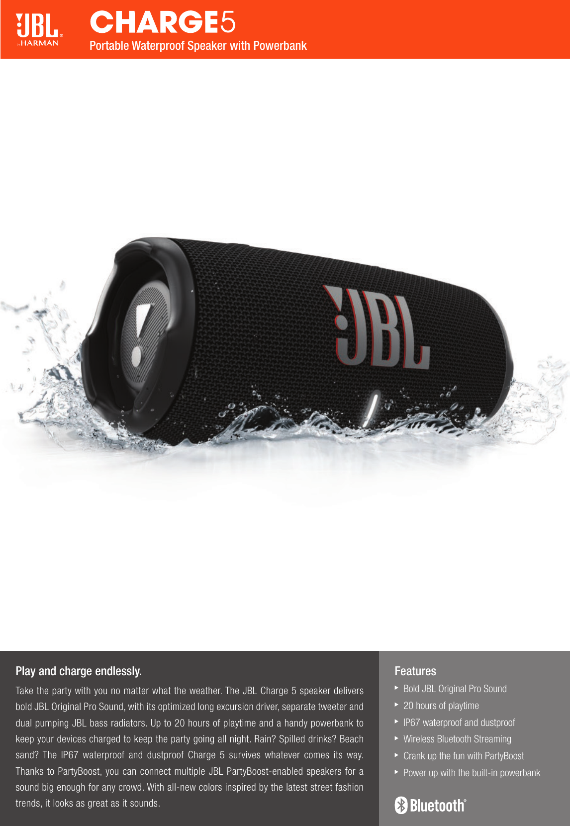 Page 1 of 2 - JBL  Charge5 Spec Sheet English