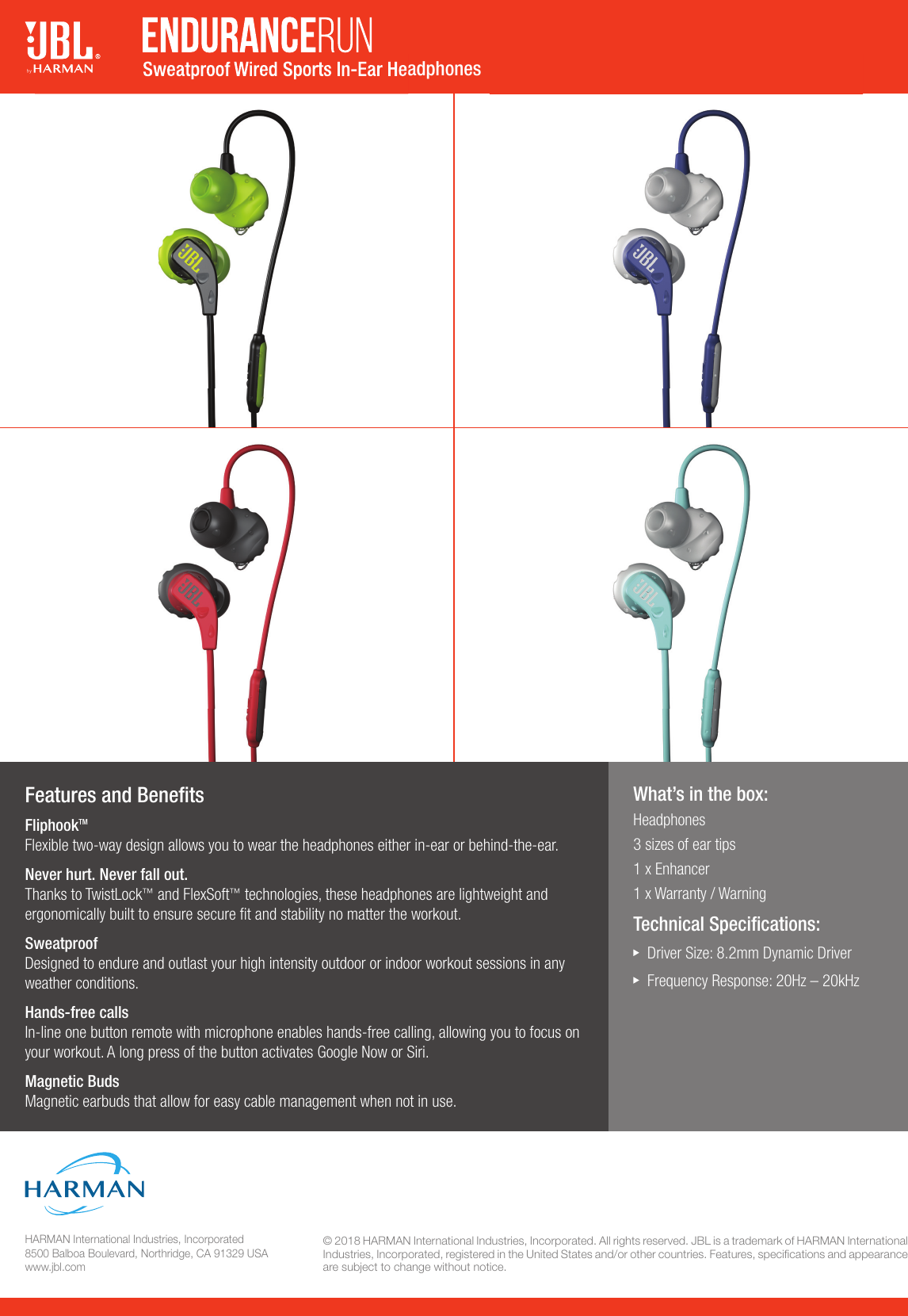 Page 2 of 2 - JBL SC01081_JBL_Endurance_RUN_Spec_Sheet_GLOBAL_EN_V3 Spec Sheet (EN) English 1 MB Endurance RUN English(GLOBAL)