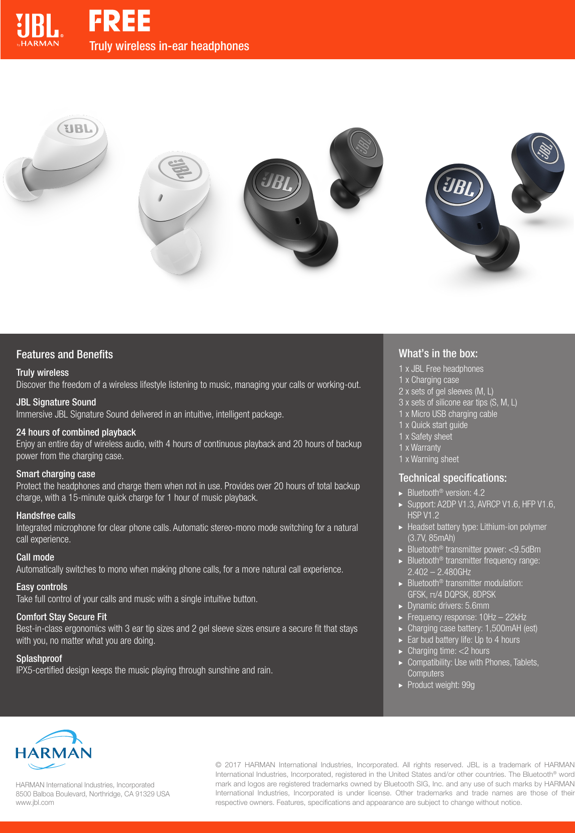 Page 2 of 2 - JBL  FREE Spec Sheet English