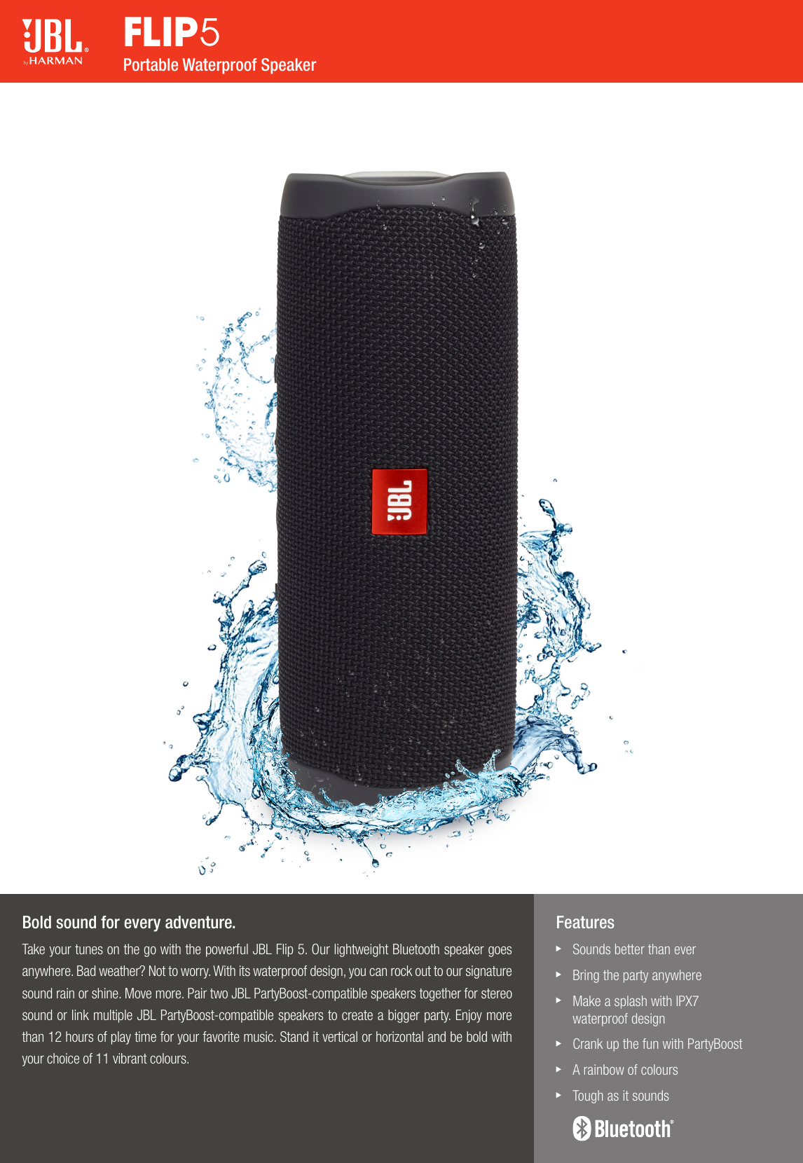 Page 1 of 2 - JBL  Flip 5 Spec Sheet English