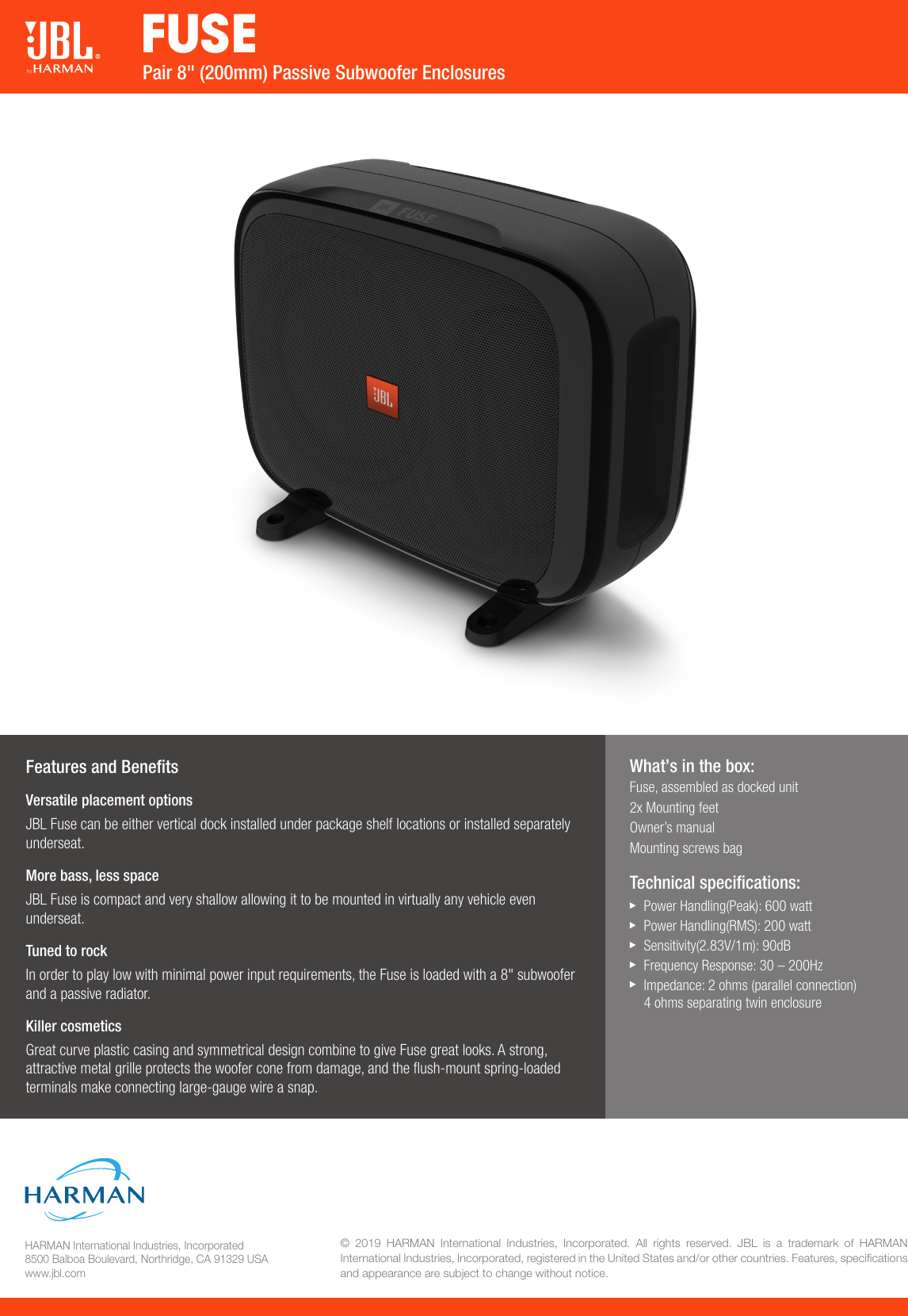 Page 2 of 2 - JBL  Fuse Spec Sheet English