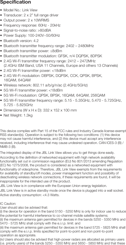 Page 4 of 8 - JBL  LINK VIEW QSG Multilingual