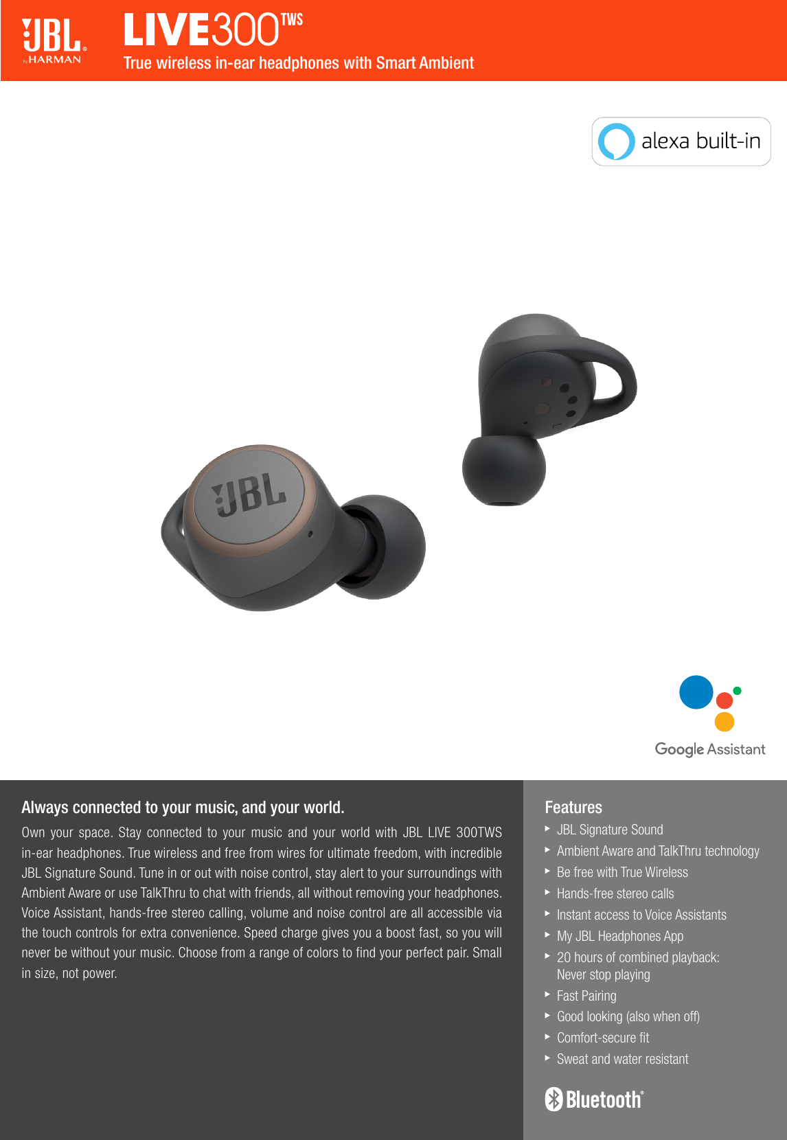 Page 1 of 2 - JBL  Live 300TWS Spec Sheet English