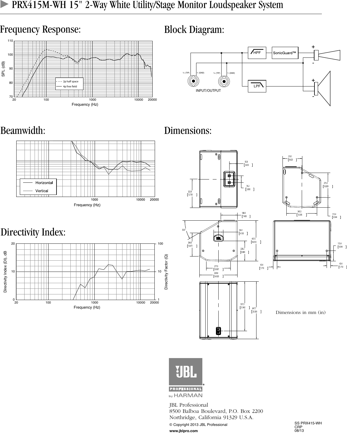 Page 2 of 2 - JBL  PRX415M-WH Spec Sheet-v1