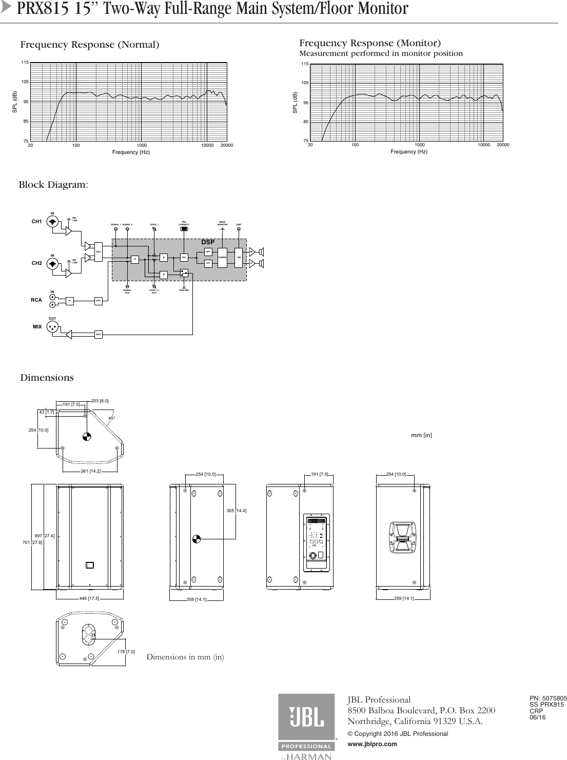 Page 2 of 2 - JBL  PRX815 Spec Sheet 12 16 19