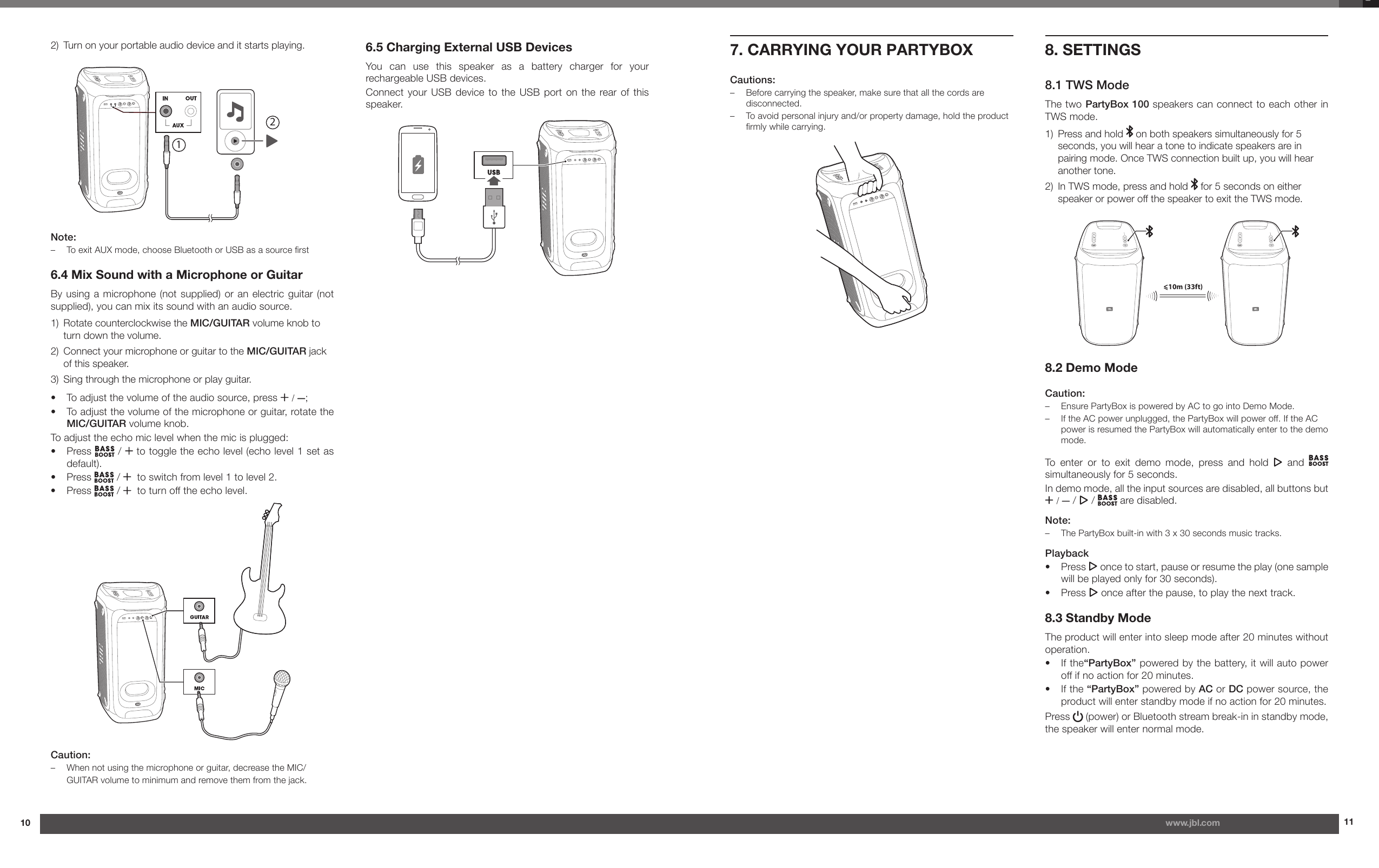 Page 6 of 8 - JBL  Party Box 100 Owner's Manual EN