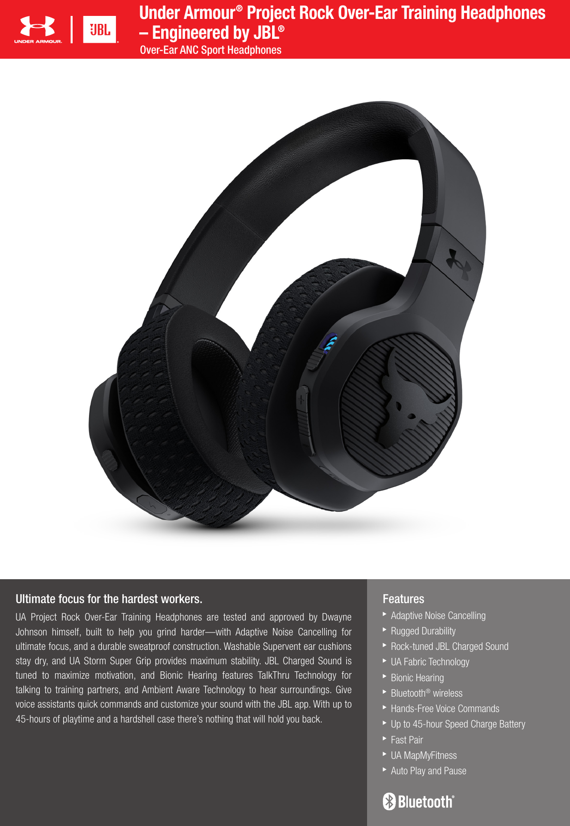 Page 1 of 2 - JBL  Rock Over Ear Training Headphones Spec Sheet English