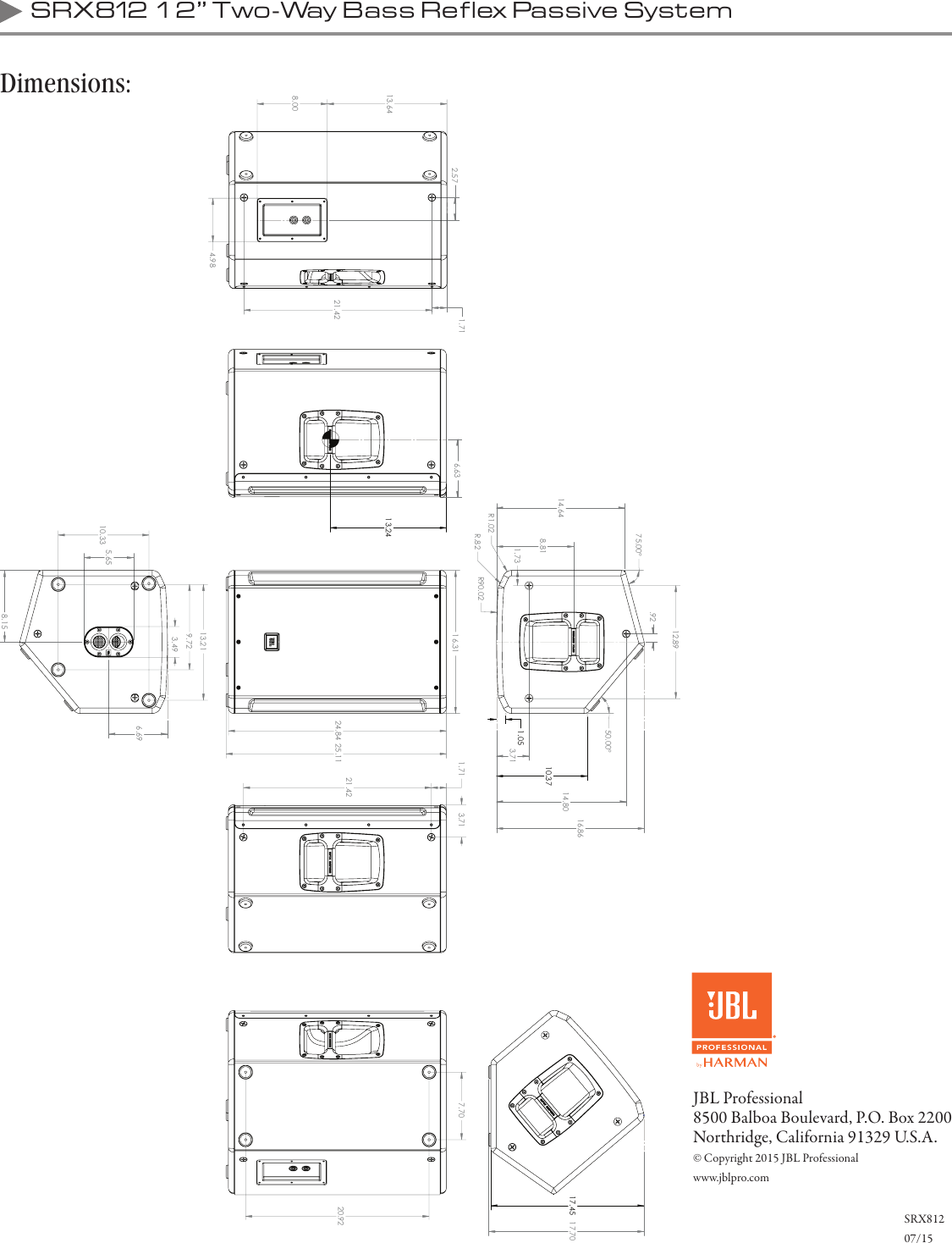 Page 4 of 4 - JBL  SRX812 Spec Sheet 10 26 15