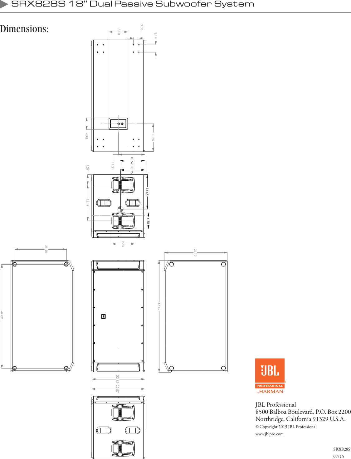 Page 3 of 3 - JBL  SRX828S Spec Sheet 4.22.16