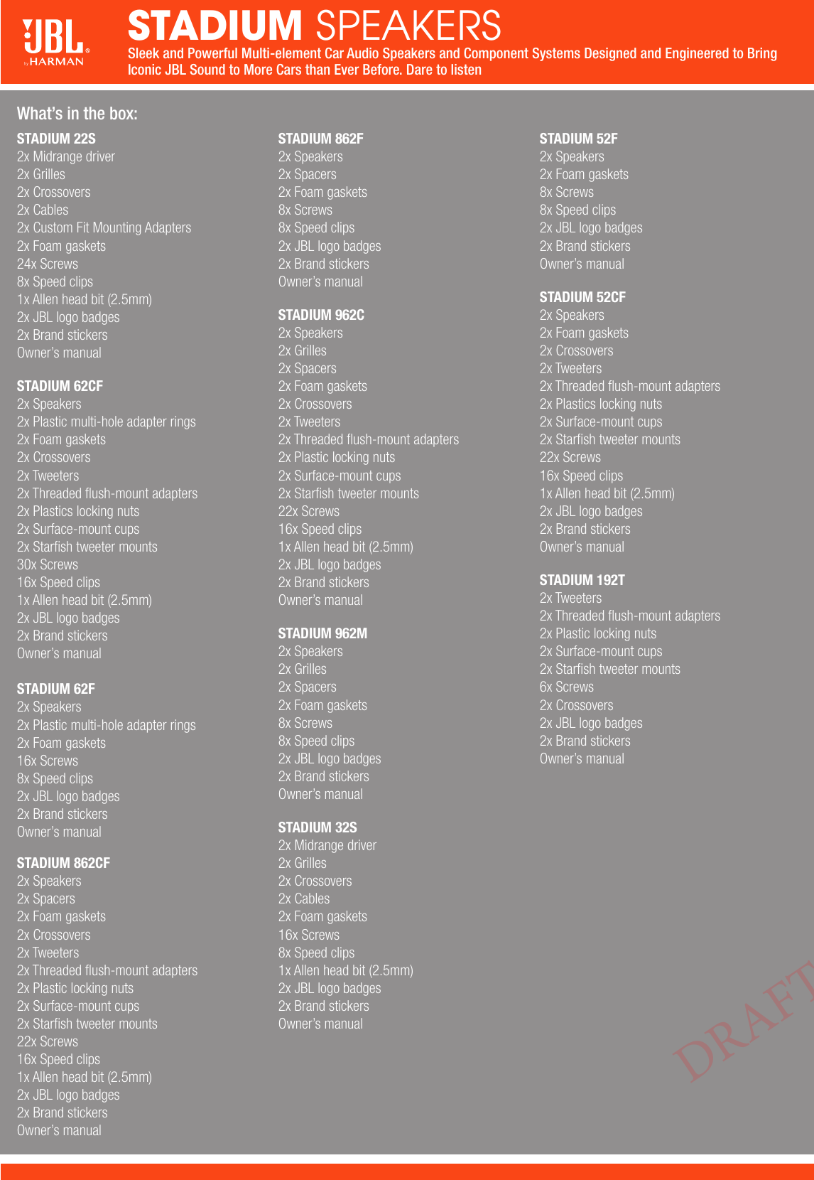 Page 3 of 4 - JBL  Stadium Speaker Spec Sheet Global English