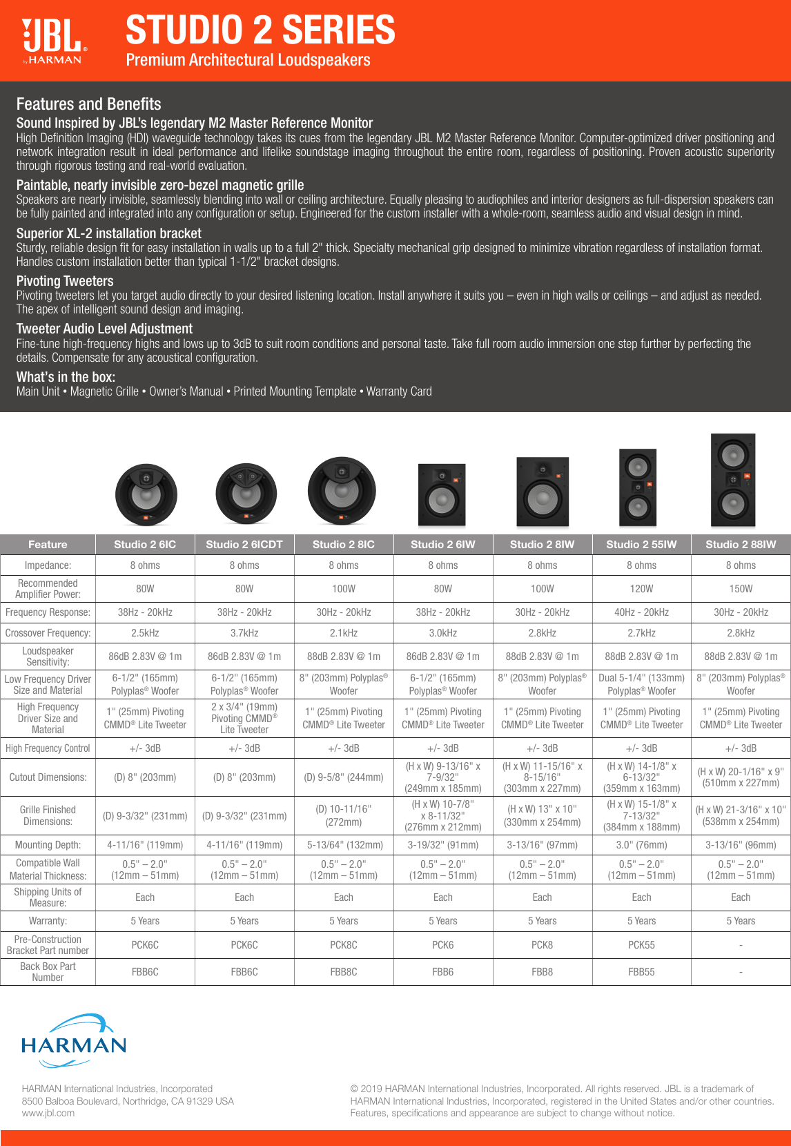 Page 2 of 4 - JBL  Studio2 Series Spec Sheet English