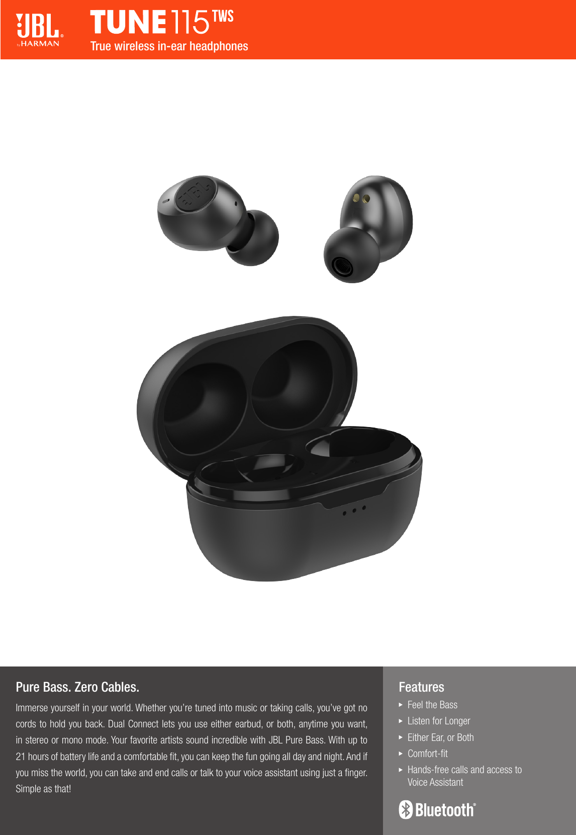 JBL Tune 115TWS Spec Sheet English