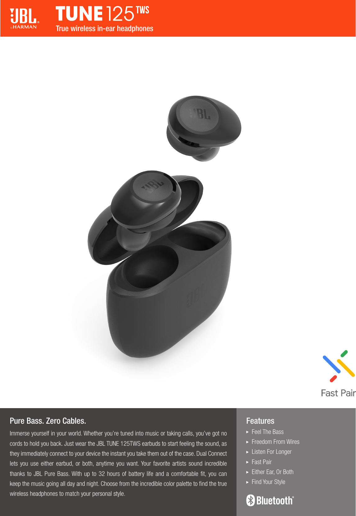 Page 1 of 2 - JBL  Tune 125TWS Spec Sheet EMEA US English