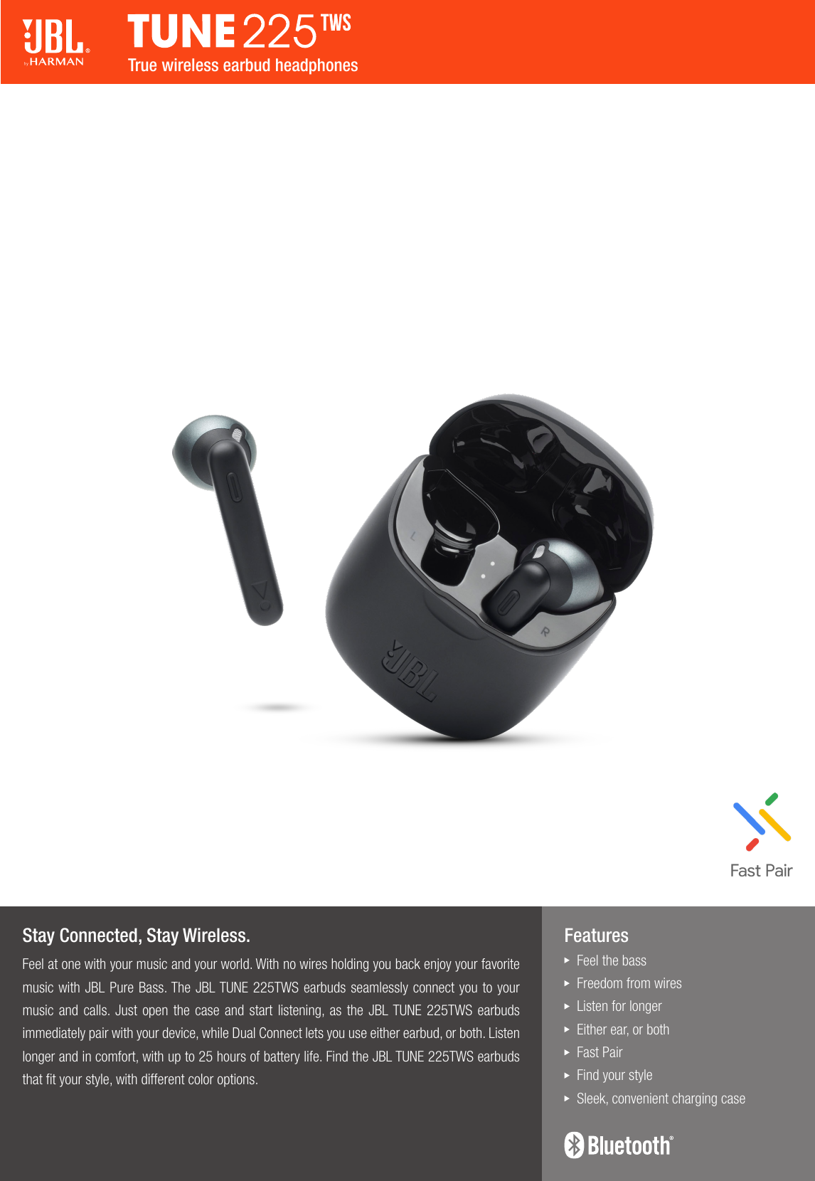 JBL Tune 225TWS Spec Sheet EMEA English