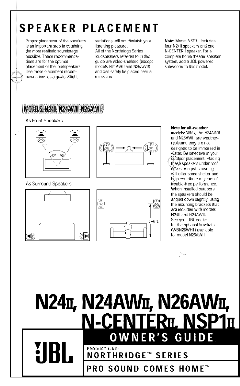 Page 1 of 4 - JBL  Speakers Manual L0308224