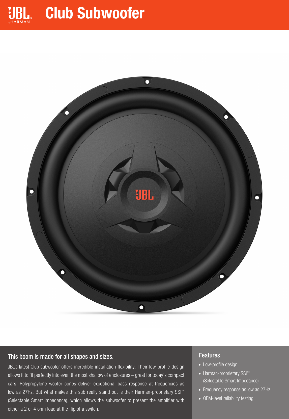 Page 1 of 2 - JBL Spec Sheet - Club Subwoofers ENG