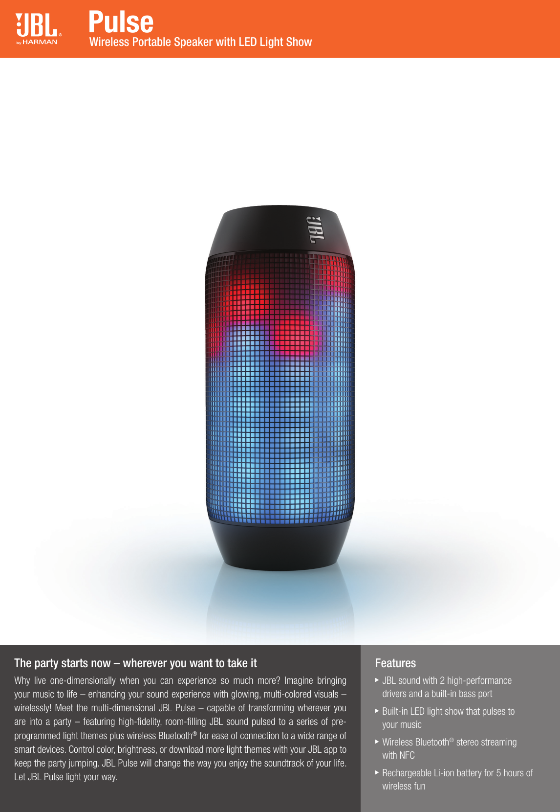 Page 1 of 2 - JBL  Specification Sheet Pulse (English)
