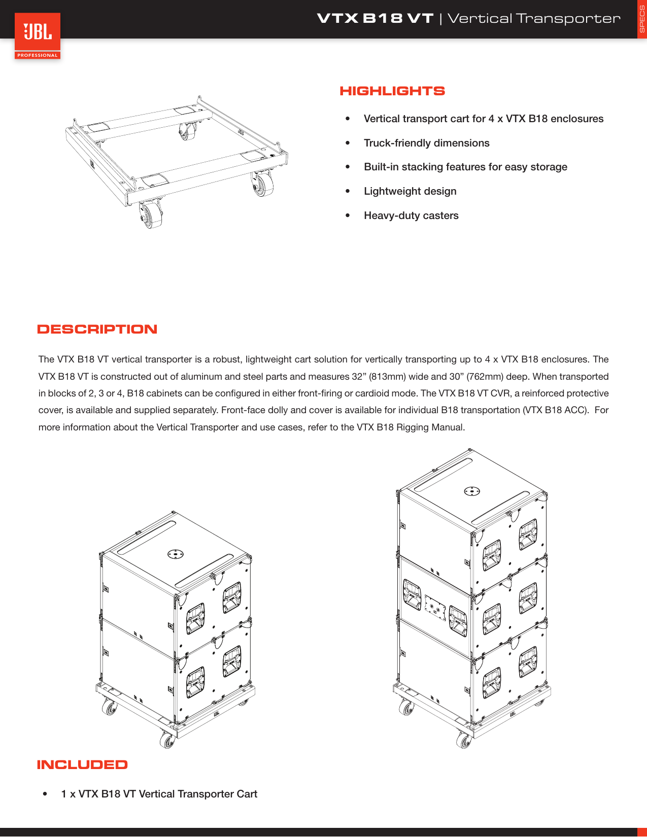 Page 1 of 2 - JBL  VTX B18 VT Specsheet-5108379-00A