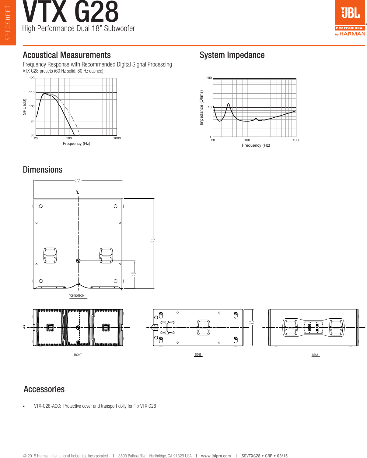 Page 2 of 2 - JBL  VTX-G28 Spec Sheet 5.12.15