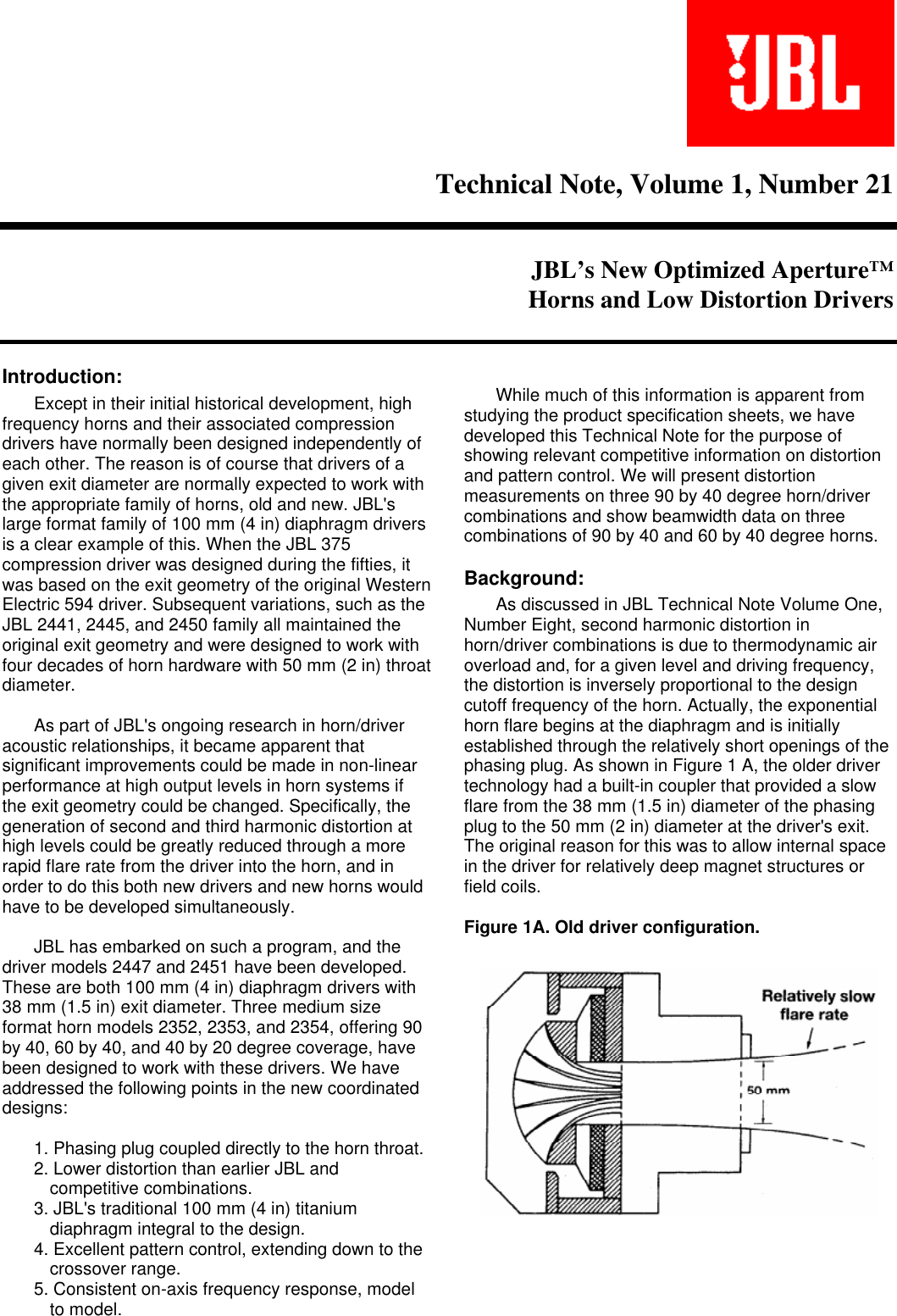 Page 1 of 4 - JBL Technical Note Volume 1 Number 21 Tn V1n21