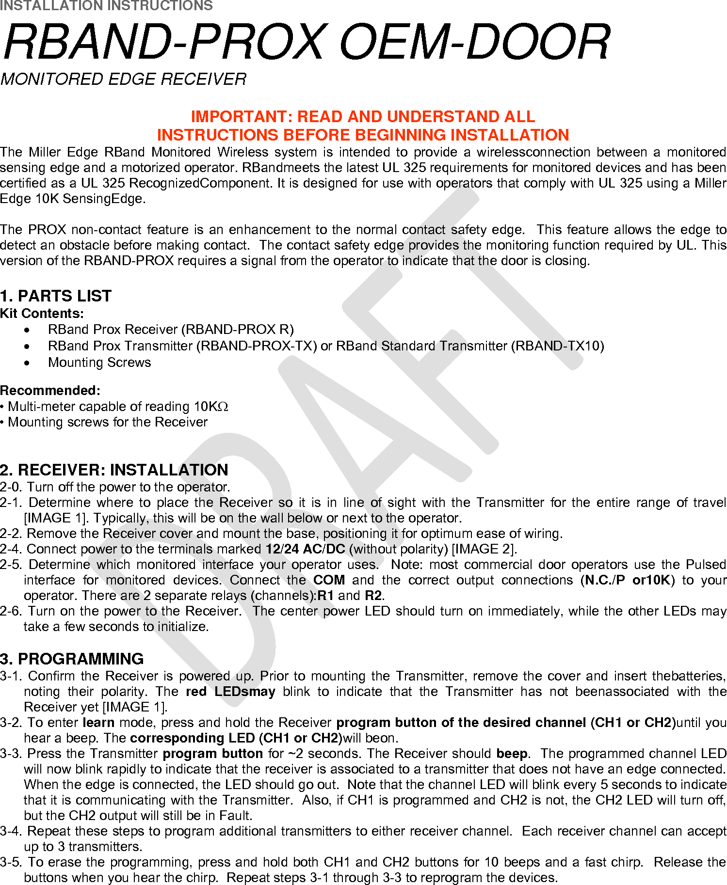 JCM Technologies RBPROXR Multifrequency receiver for safety edge