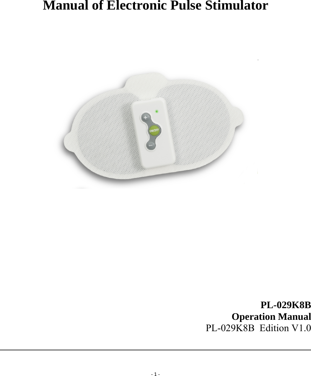 JKH Health TENS1 Electronic Pulse Stimulator User Manual